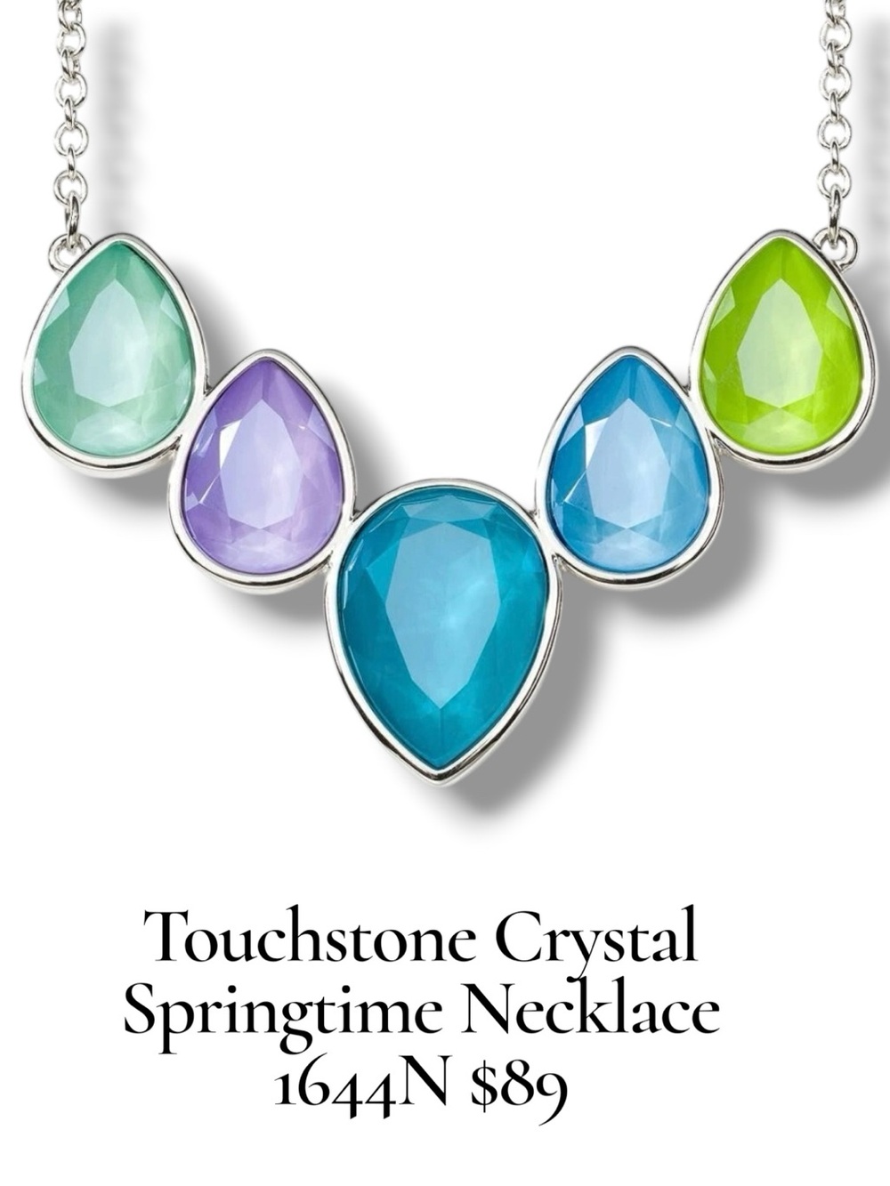 Touchstone Crystal “Springtime Necklace” Silvertone Retired NEW
